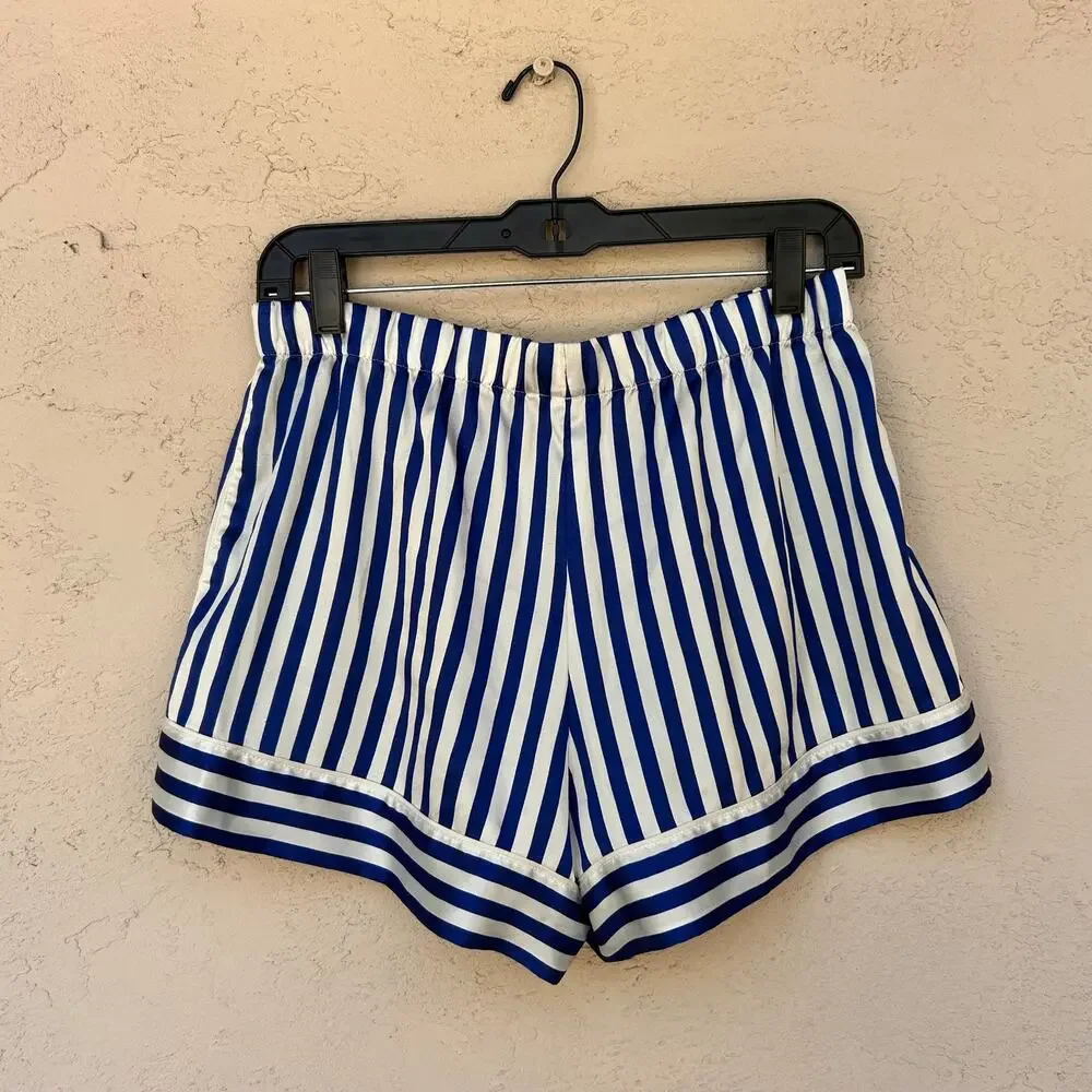 Victoria’s Secret Blue White Striped Satin Pajama Set Medium